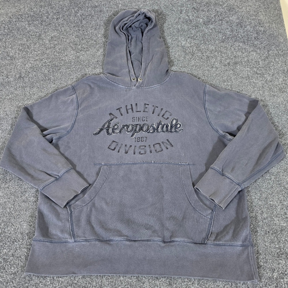 Aeropostale Mens XL Blue Athletic Division Pullover Hoodie Sweatshirt Graphic